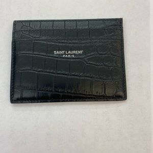 Saint Laurent Croc Embossed Leather Card Case.